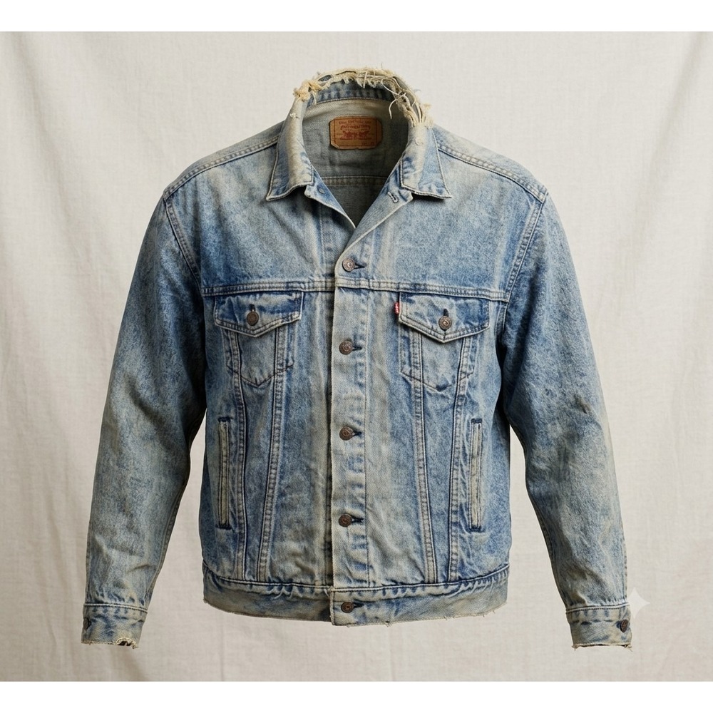 Levi's Red Tab Vintage Distressed Blue Demin Jean Jacket. Size L